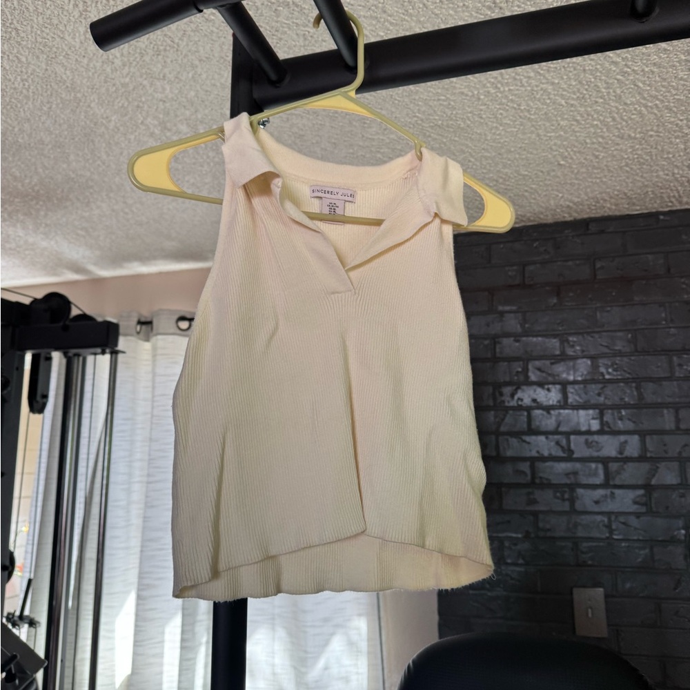 Sincerely Jules Cream Pleated Sleeveless Tank Top